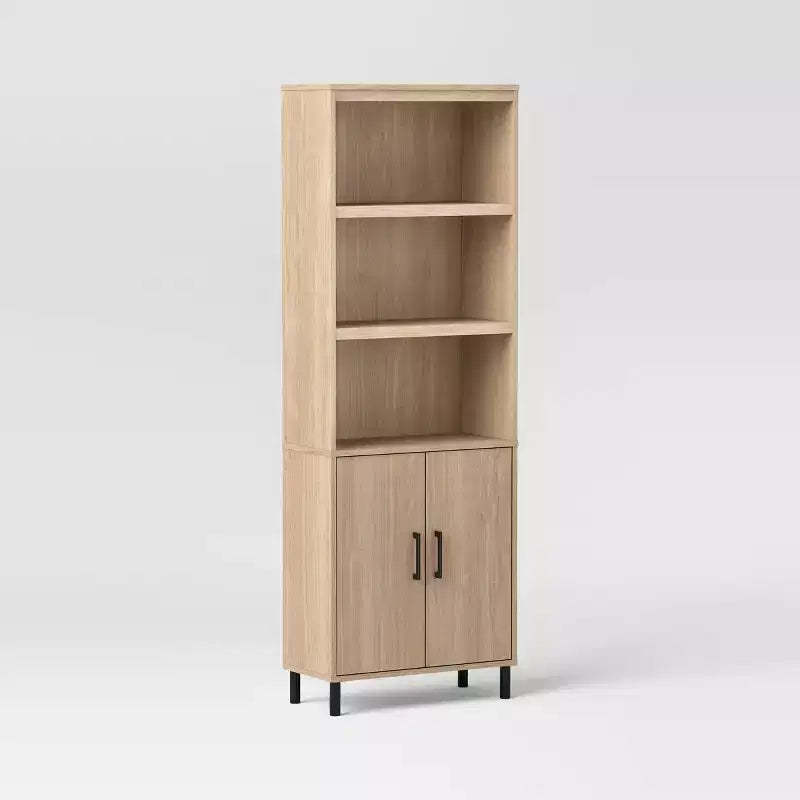 Mixed Material Library Bookcase with Doors Natural Wood - Room Essentials™