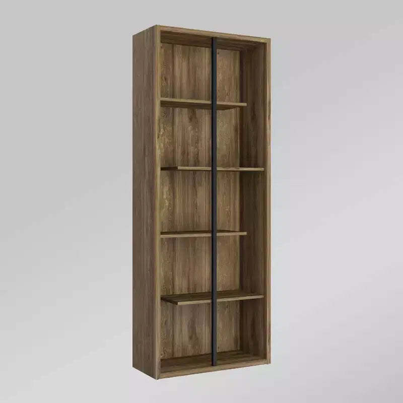 Standard 5 Tier Wooden Bookcase Walnut - Techni Mobili: Modern Style, MDF Material, 5 Open Shelves
