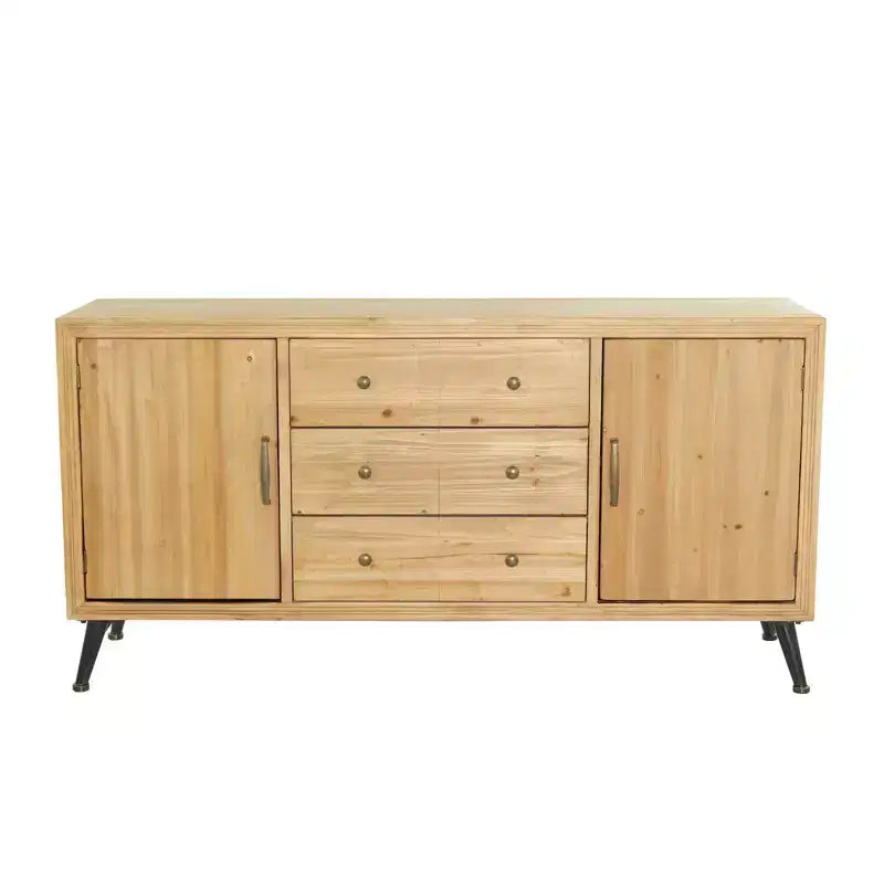 Modern Wood Sideboard Buffet Light Brown - Olivia & May: MDF Frame, Storage, Mid-Century Style, 2 Doors, 3 Drawers