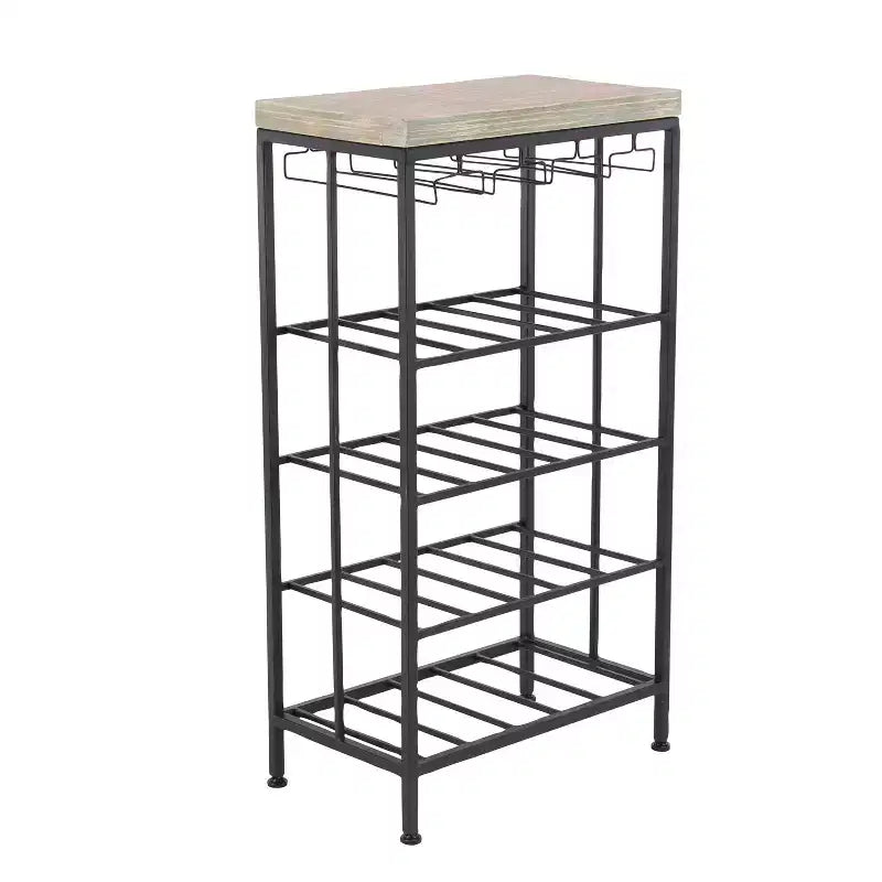 Industrial Metal Rectangle Wine Rack Black - Olivia & May: No Assembly, 15-Bottle Holder, 4 Shelves