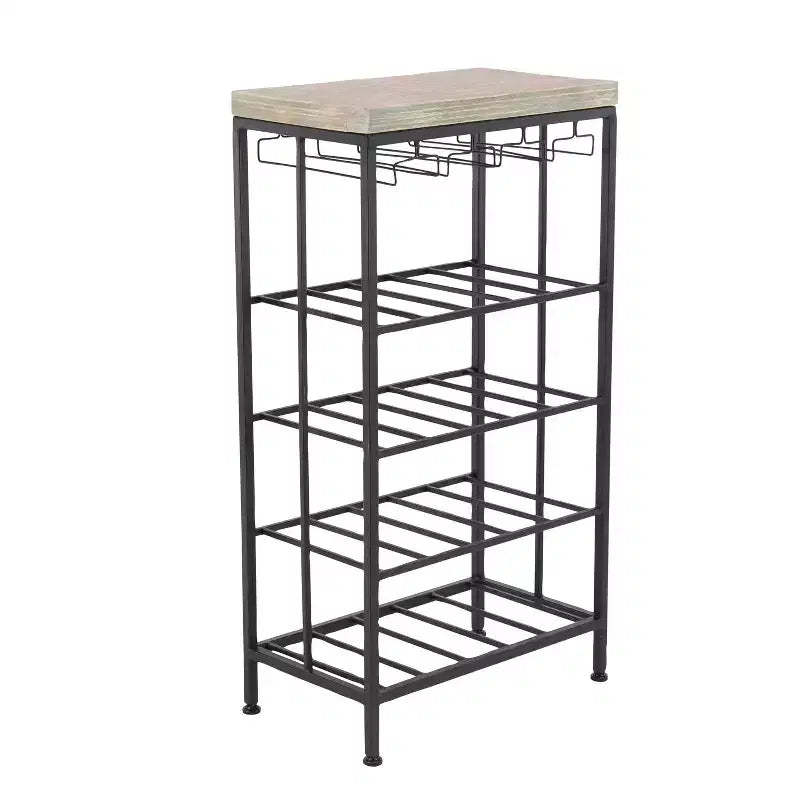 Industrial Metal Rectangle Wine Rack Black - Olivia & May: No Assembly, 15-Bottle Holder, 4 Shelves