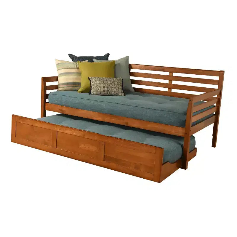 Yorkville Trundle Daybed Barbados/Aqua - Dual Comfort: Linen Upholstery, Twin Bed, Hardwood Frame, Modern Style