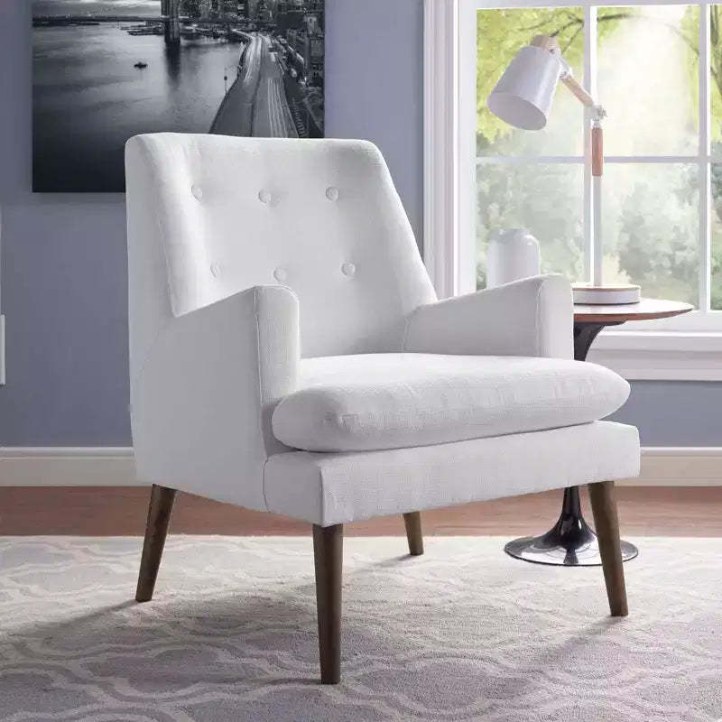 Leisure Upholstered Lounge Chair White - Modway: Mid-Century Modern, Bedroom Accent, High-Density Foam