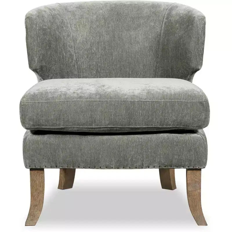 Swansea Wingback Barrel Chair Gray Crushed Velvet - Finch: Modern Upholstered Accent, Side for Living Room, Bedroom
