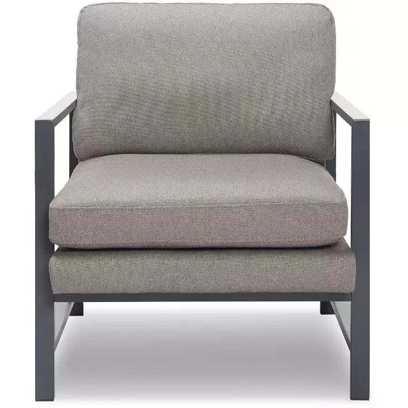 Russell Bronze Metal Frame Accent Chair Gray - Finch: Upholstered Polyester, Modern Club Chair with 250lb Capacity