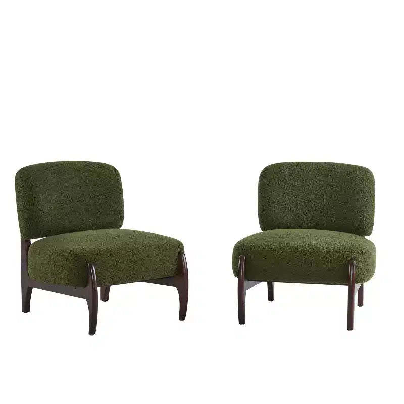Christopher Knight Home Set of 2 Landon Modern Rubberwood Boucle Upholstered Accent Chairs Green