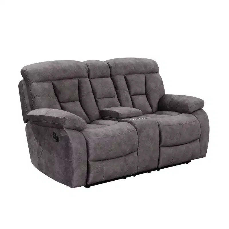 Bogata Upholstered Console Loveseat Mushroom - Steve Silver Co.: Flannel Recliner, Iron Frame, 2-Seater Sofa