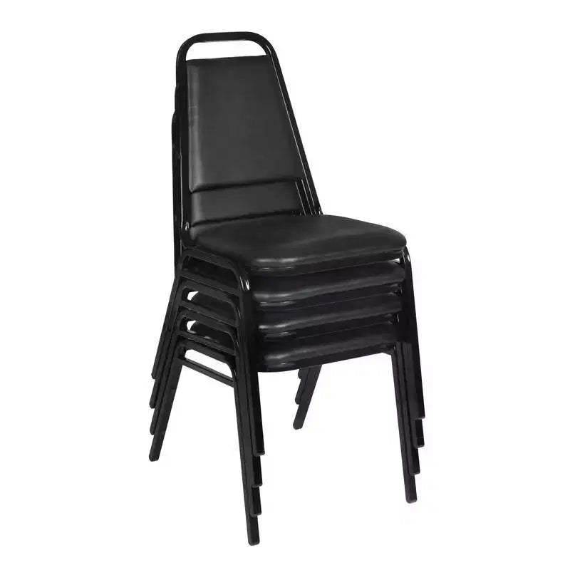 4pk Dining Cushioned Restaurant Stackable Chairs Black - Regency: Vinyl Upholstery, Metal Frame, No Assembly Required