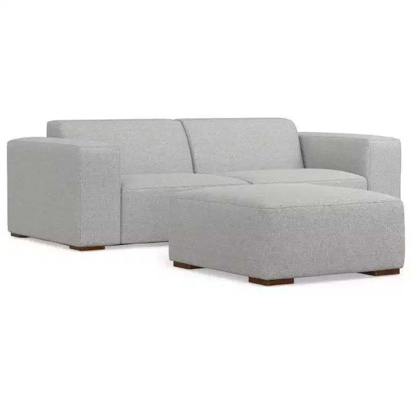 WyndenHall Biggs 2 Seater Sofa and Ottoman Pale Gray