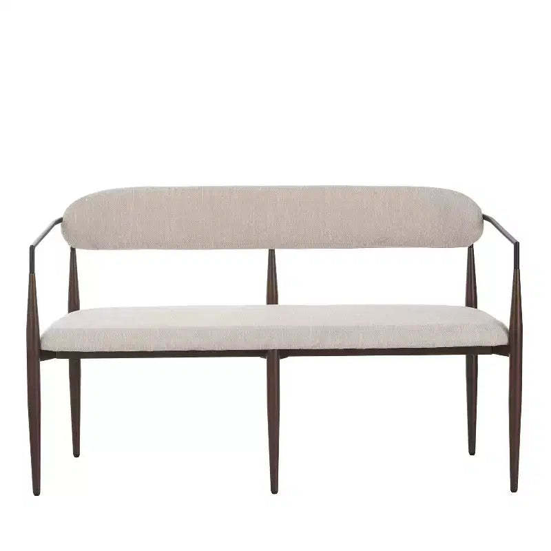 Christopher Knight Home Piper Modern Iron Frame Upholstered 55" Loveseat with Open Curved Back Coffee/Black