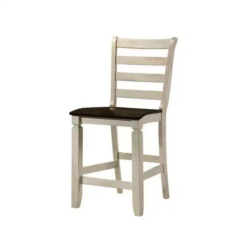 18" Tasnim Accent Chair Oak/Antique White - Acme Furniture: Slatted Back, Counter Height