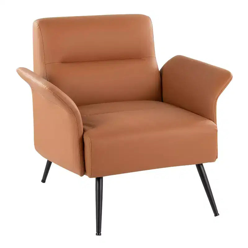 LumiSource Petal Accent Chair Black Metal/Camel PU