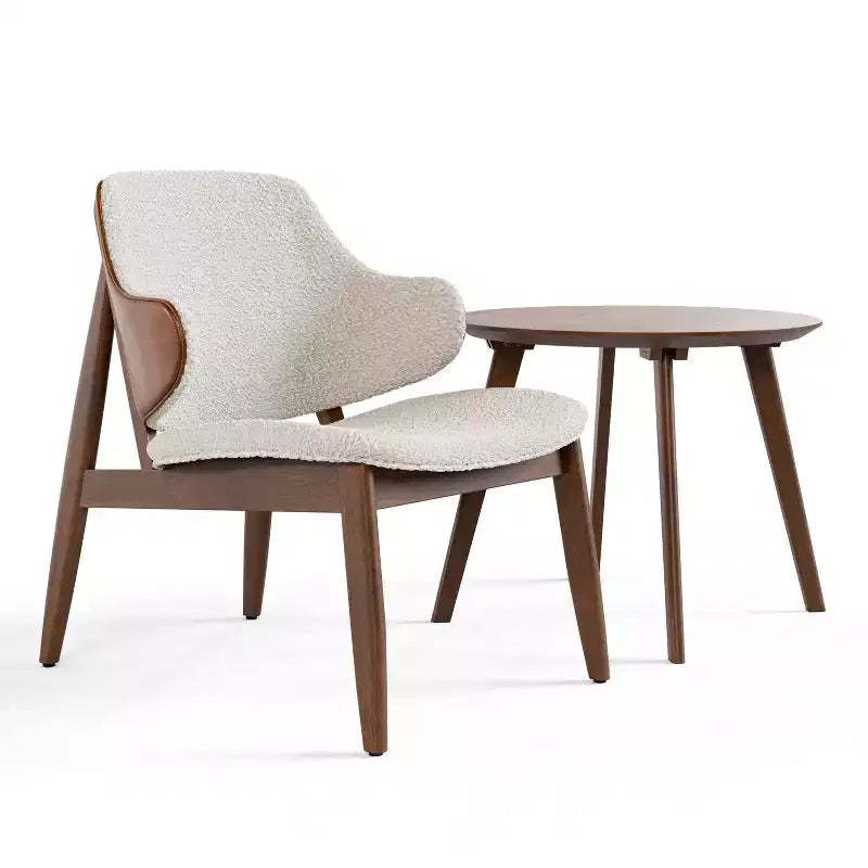 HOMES: Inside + Out 2pc Creekside Mid-Century Modern Accent Table Set with Chair Walnut