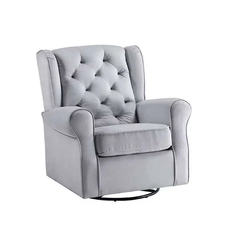 Zeger 35" Accent Chairs Gray Fabric - Acme Furniture: Swivel, Cotton, Wood & Metal Frame