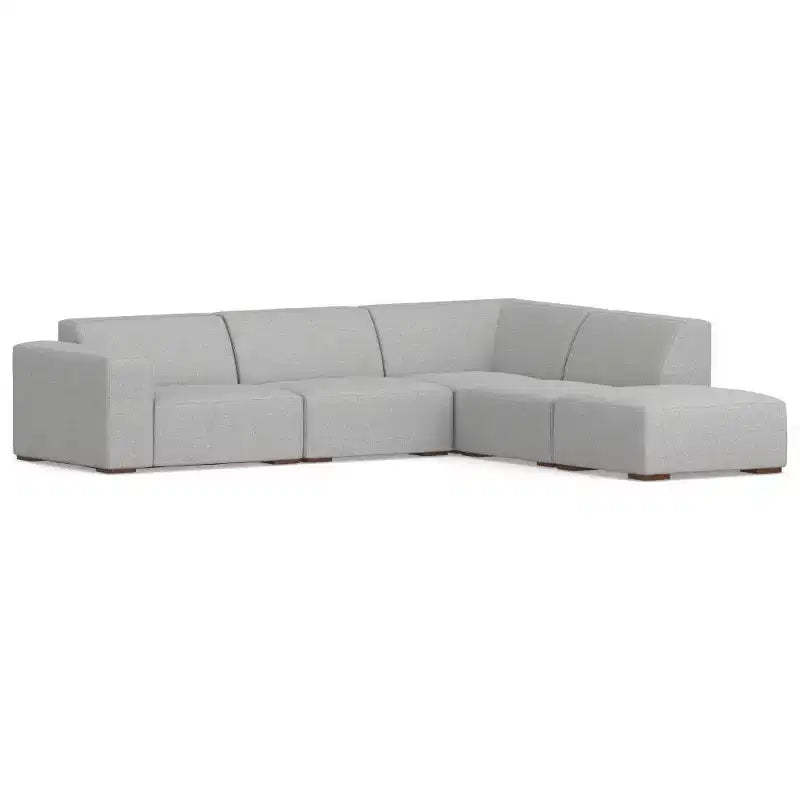 WyndenHall Biggs Right Sectional and Ottoman Pale Gray
