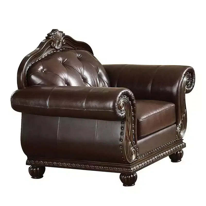 Acme Furniture Anondale Grain Leather Accent Chair Espresso/Cherry