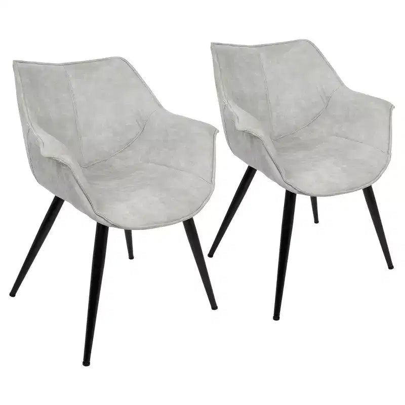 Set of 2 Wrangler Contemporary Accent Chair Light Gray - Lumisource: Suede-Like Upholstery, Metal Legs, Attached Cushions
