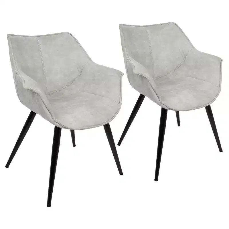 Set of 2 Wrangler Contemporary Accent Chair Light Gray - Lumisource: Suede-Like Upholstery, Metal Legs, Attached Cushions