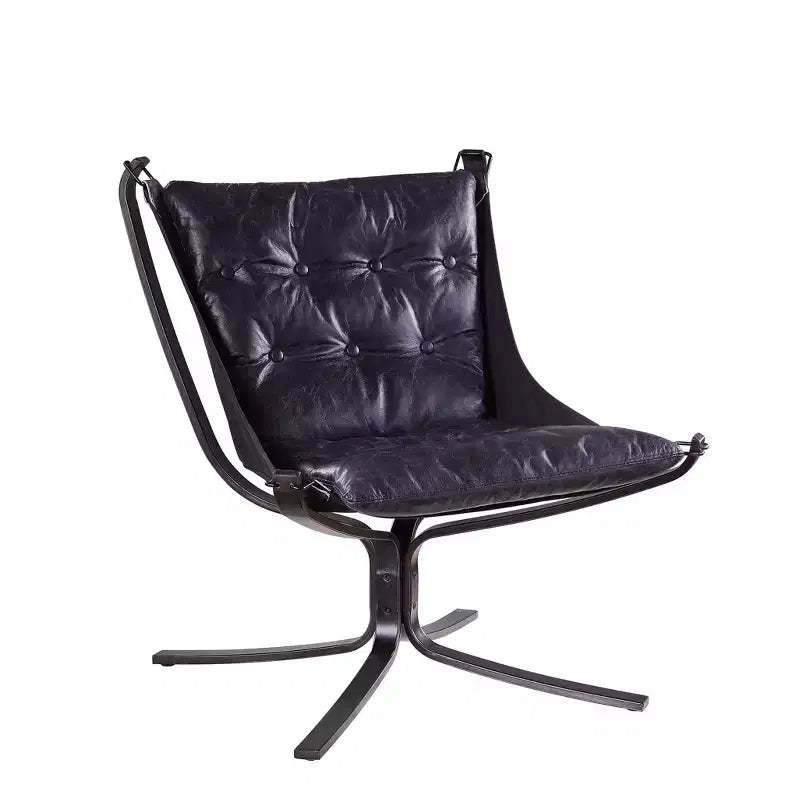 30" Carney Grain Leather Accent Chair Vintage Blue - Acme Furniture: Metal Frame, No Assembly, 60 Day Warranty