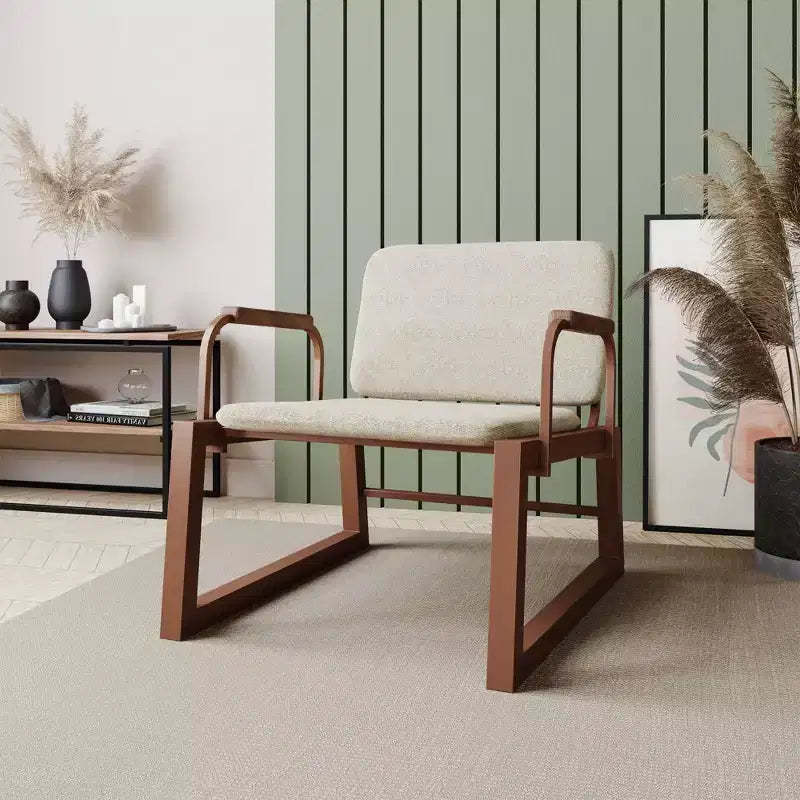 1.0 Whythe Low Accent Chair Linen/Corten - Manhattan Comfort: Modern Upholstered Steel Frame, Dining & Lounge Use