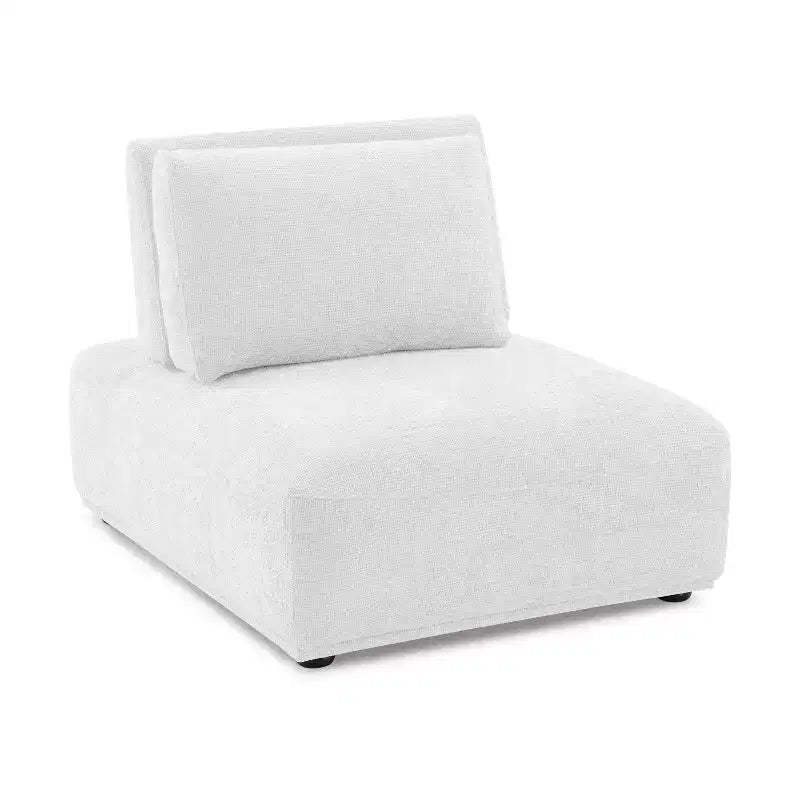 HOMES: Inside + Out Povoa Modern Modular Armless Chair Chenille with Extendable Backrest White