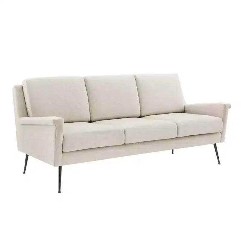 Chesapeake Fabric Sofa Black/Beige - Modway: Polyester Upholstery, Metal Frame, Modern Style, Seats 3