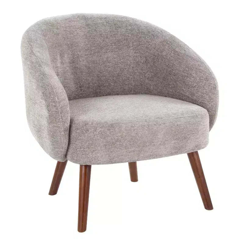LumiSource Ashland Lounge Fabric Accent Chair Walnut Wood/Gray
