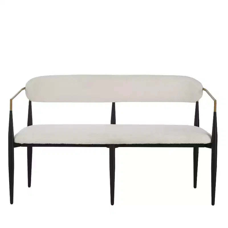 Christopher Knight Home Piper Modern Iron Frame Upholstered 55" Loveseat with Open Curved Back Black/Gold Boucle