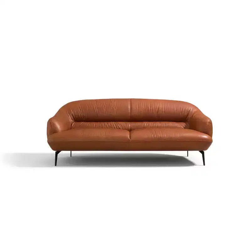 88" Leonia Sofa Cognac Leather - Acme Furniture: Contemporary Metal Legs, Plush Upholstery