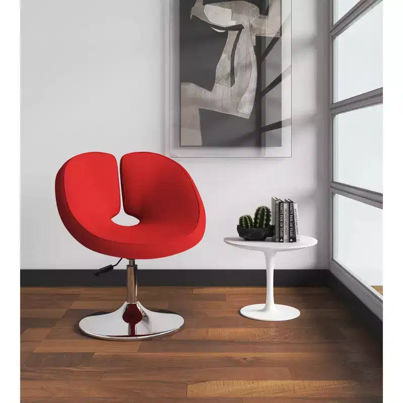 Set of 2 Perch Wool Blend Adjustable Chairs Red - Manhattan Comfort: Ergonomic Swivel, Unique Design