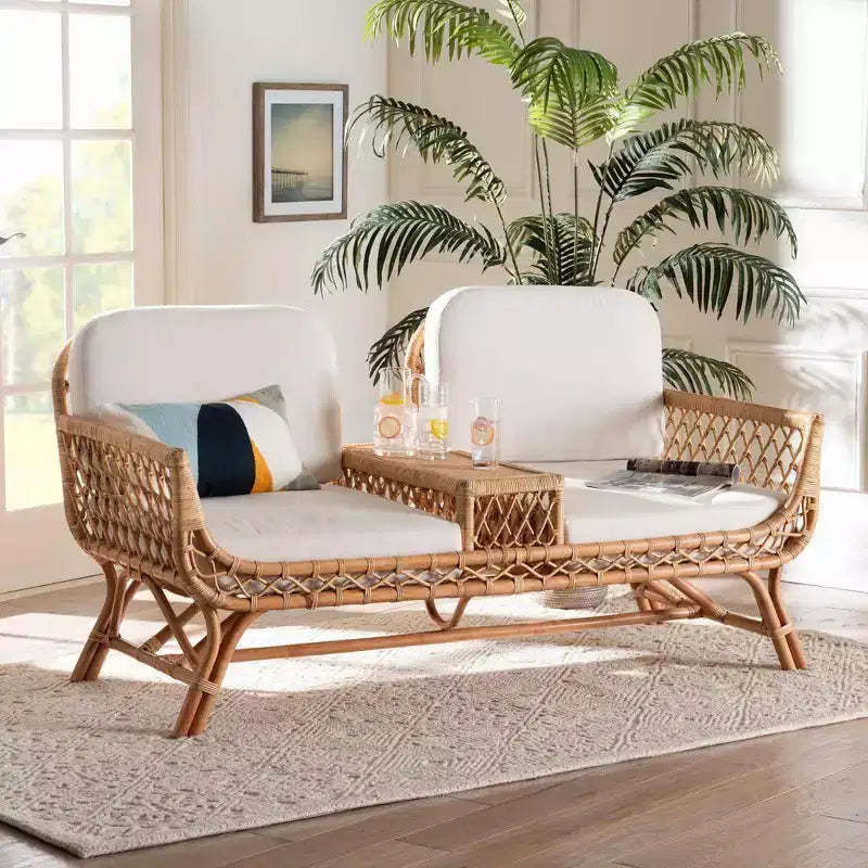 bali & pari Pakis Rattan Tete-a-Tete Sofa Natural Rattan