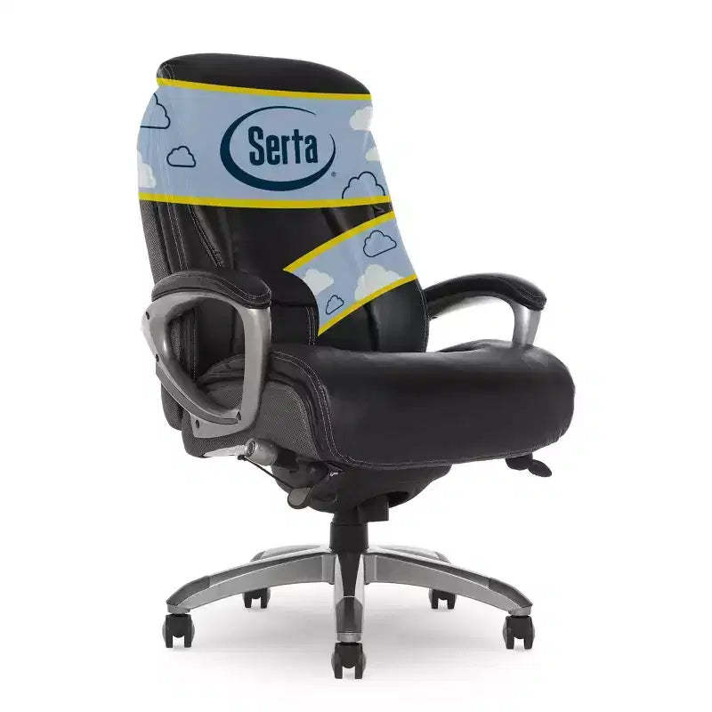 Serta Works Executive Office Chair with Smart Layers Technology Opportunity Gray: Ergonomic Bonded Leather, Adjustable Height, 275 lbs Capacity