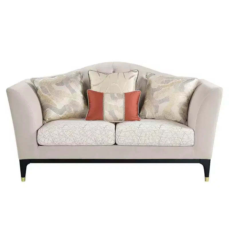71" Tayden Sofas Beige Velvet: Acme Furniture, Crystal Tufting, Gold Accents