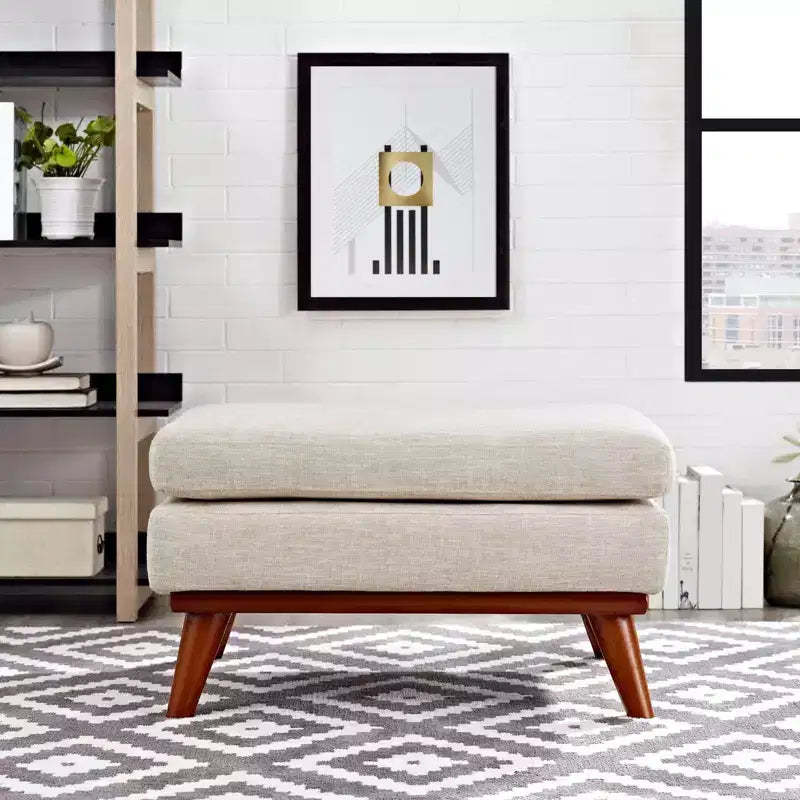 Engage Upholstered Fabric Ottoman Beige - Modway