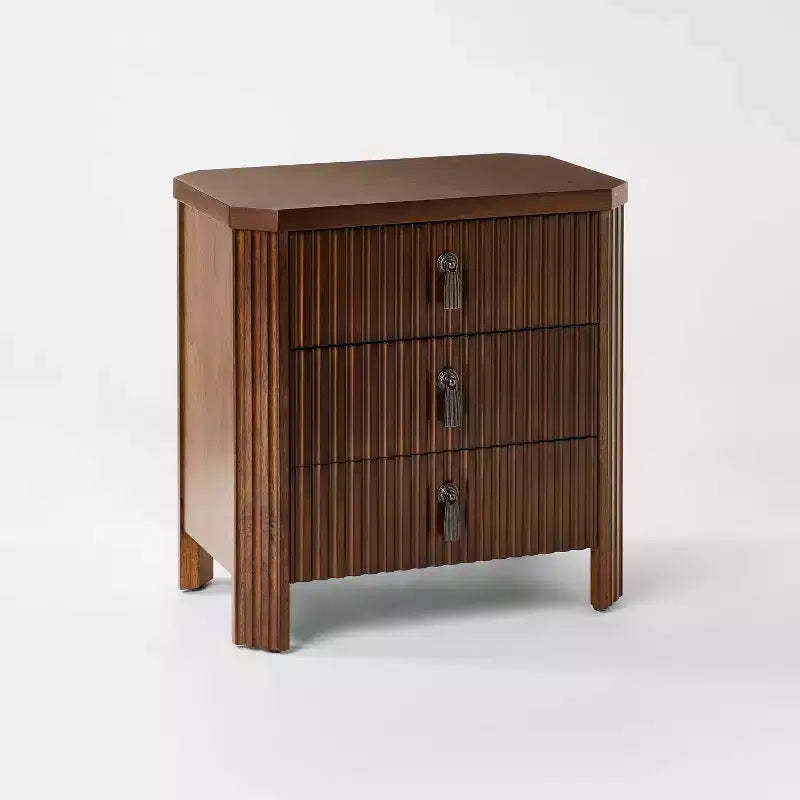 Laguna Nigel Fluted 3 Drawer Nightstand Brown - Threshold™ designed with Studio McGee