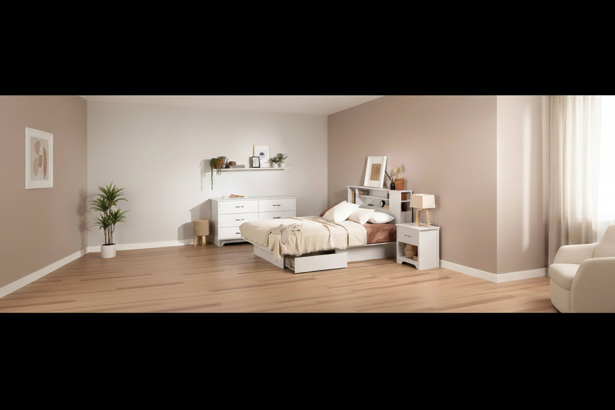 South Shore Fusion 6 Drawer Double Dresser Pure White: Anti-Tip Anchoring, Laminated Finish, Particle Board Frame