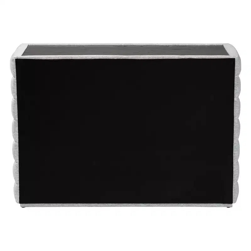 Baxton Studio Cadmus Channel Tufted Fabric 4 Drawer Dresser Light Gray