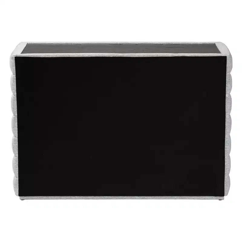 Baxton Studio Cadmus Channel Tufted Fabric 4 Drawer Dresser Light Gray
