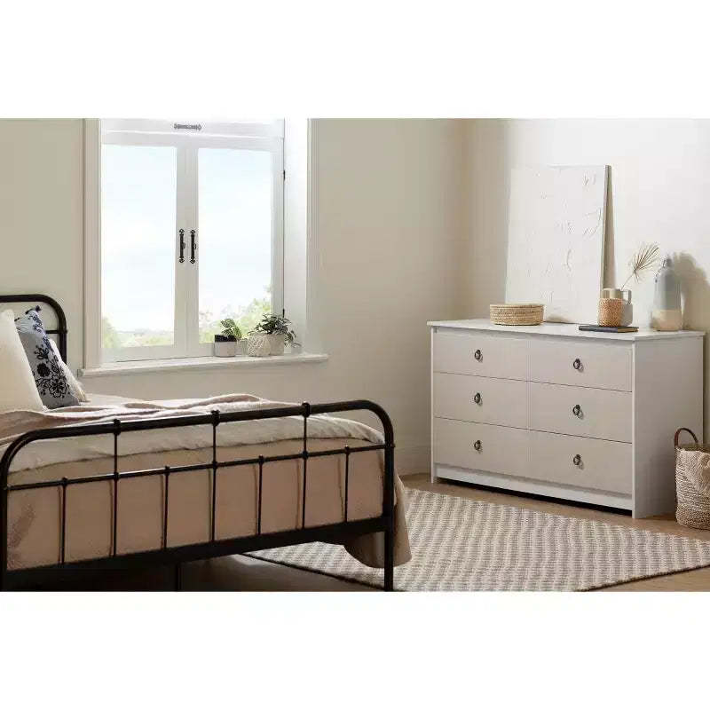 South Shore 6 Drawer Double Dresser White/Beige