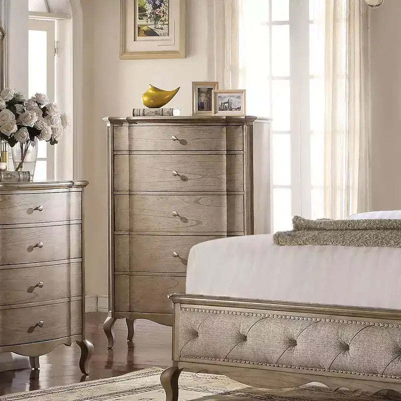 38" Chelmsford Chest Antique Taupe - Acme Furniture: 5-Drawer, No Assembly Required, Space Saving