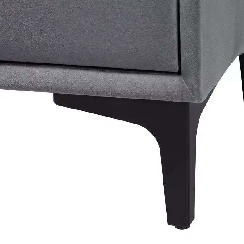 Baxton Studio Etienne Velvet 2 Drawer Nightstand Slate Gray/Black