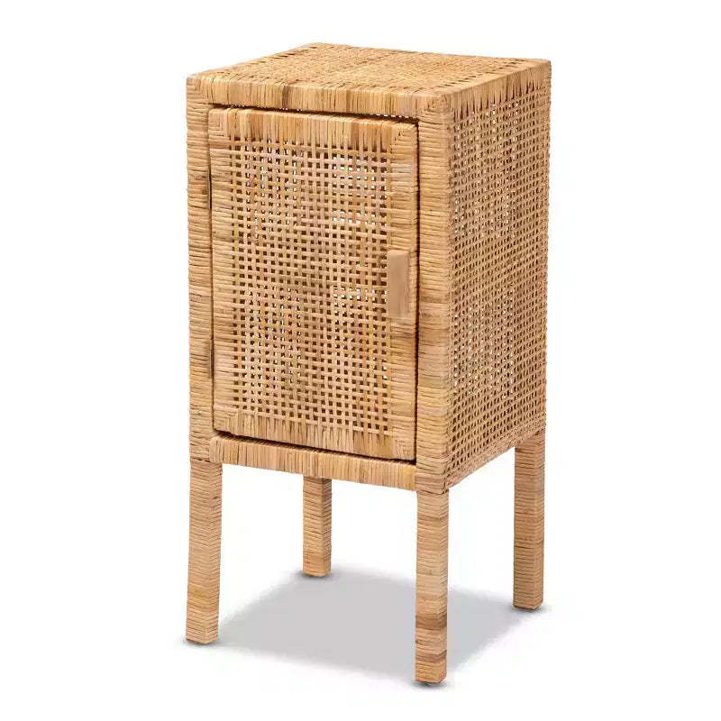 Vivan Rattan 1 Door Nightstand Natural/Brown - bali & pari