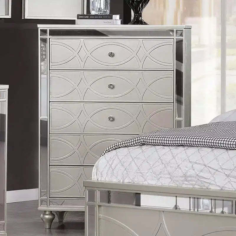 La Mesa 5 Drawer Glam Chest Silver - HOMES: Inside + Out: Mirrored Accents, Stylish Storage
