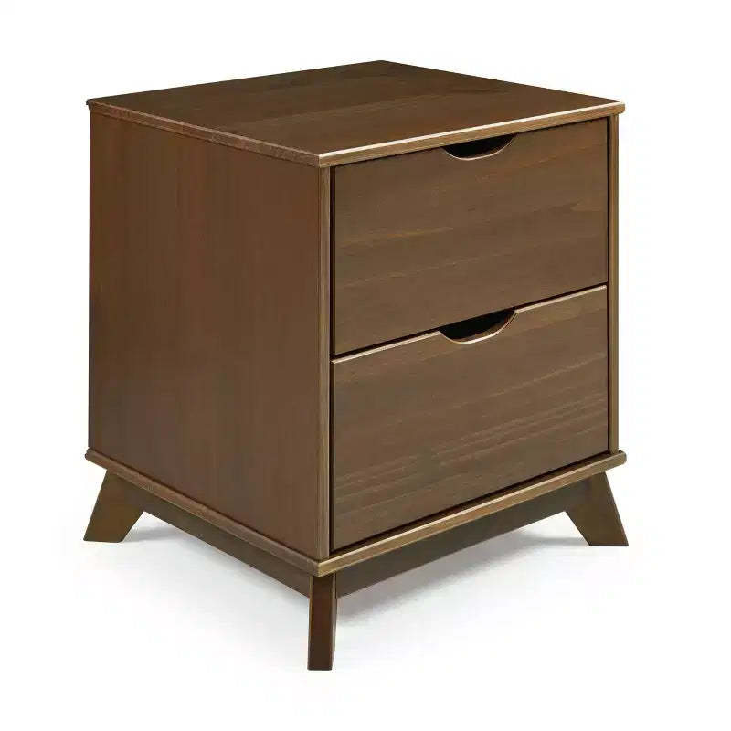 Pensy Solid Wood Mid-Century Modern 2 Drawer Nightstand Walnut - Powell