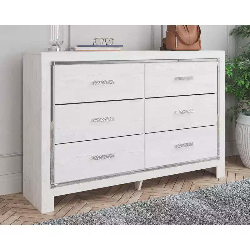 Altyra Dresser White - Signature Design by Ashley: 6-Drawer Storage, Laminated Finish, No Assembly Required