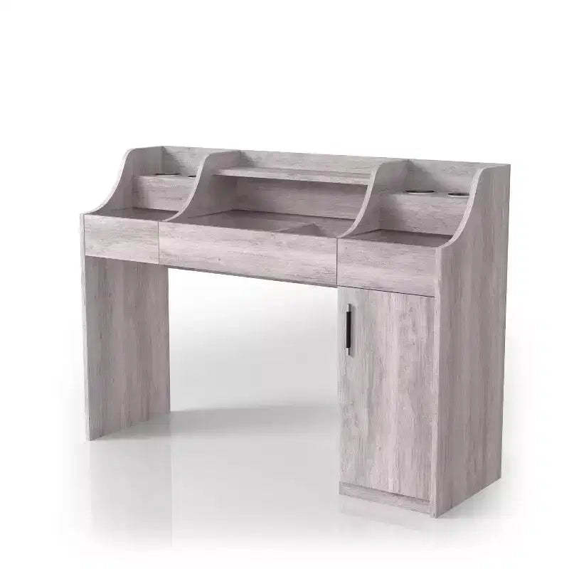 24/7 Shop At Home 49" Peacemeld Contemporary 3 Drawer Makeup Vanity Table with Glass Top Coastal White: Bedroom Vanity with Ample Storage