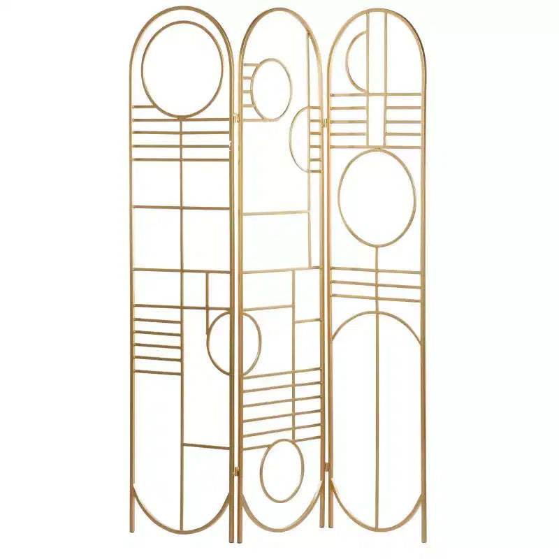 Modern Metal Room Divider Screen Gold - Olivia & May: Iron Frame, No Assembly, 3-Panel Design