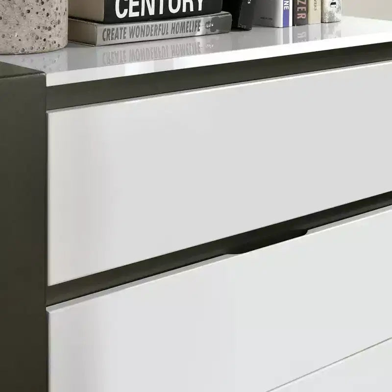 Pape Contemporary 5 Drawer Chest White/Metallic Gray - miBasics