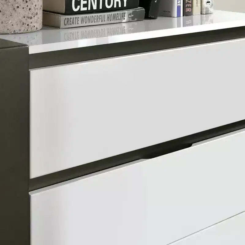 Pape Contemporary 5 Drawer Chest White/Metallic Gray - miBasics