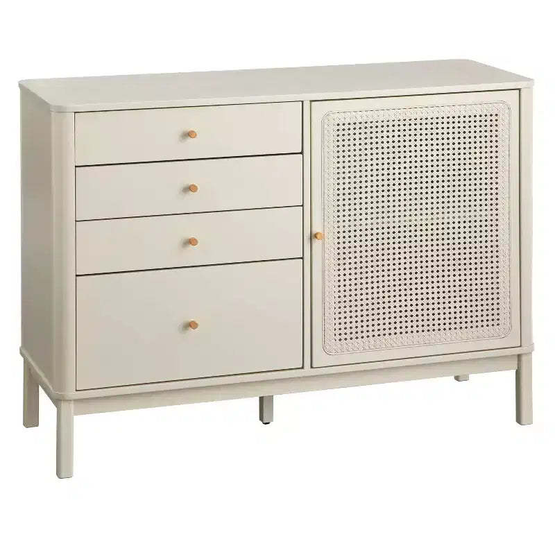 Lifestorey Bayview 4 Drawer and 1 Faux Rattan Door Dresser Ivory